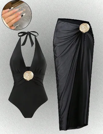 Costum de baie SHEIN CURVE, negru