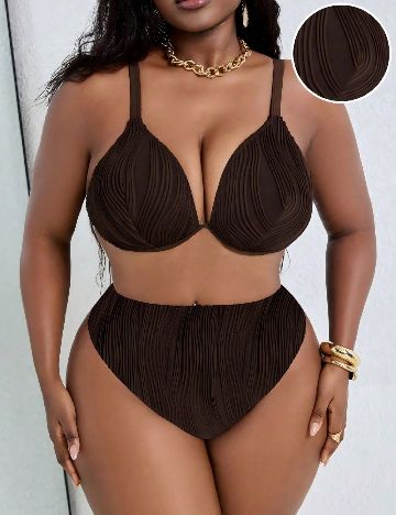 Costum de baie SHEIN CURVE, maro