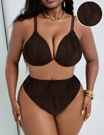 Costum de baie SHEIN CURVE, maro