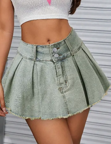 Fusta Shein Kids, albastru/verde