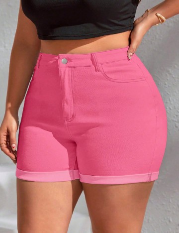 Pantaloni scurti SHEIN CURVE, roz