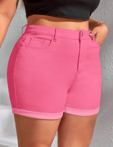 Pantaloni scurti SHEIN CURVE, roz