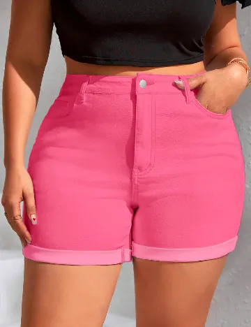Pantaloni scurti SHEIN CURVE, roz