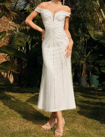 Rochie medie Anewsta, alb