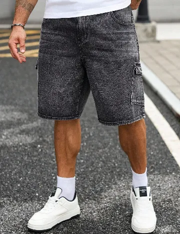 Pantaloni scurti SHEIN Plus Size Men, gri inchis