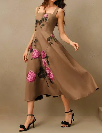 Rochie medie Anewsta, maro