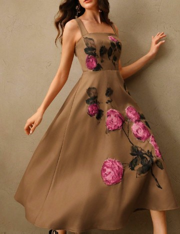 Rochie medie Anewsta, maro