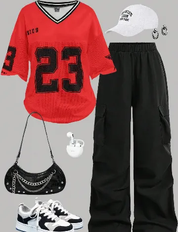 Compleu SHEIN, negru/rosu