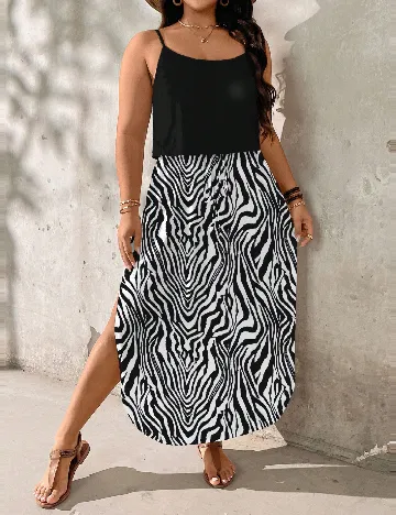 Rochie lunga SHEIN CURVE, alb/negru