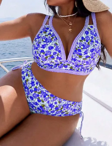 Costum de baie SHEIN CURVE, floral print