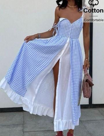 Rochie lunga SHEIN, alb/albastru