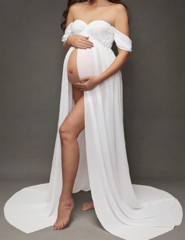 Rochie lunga SHEIN Maternity, alb