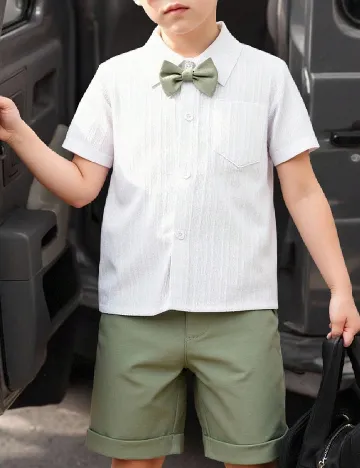 Compleu Shein Kids, alb/verde