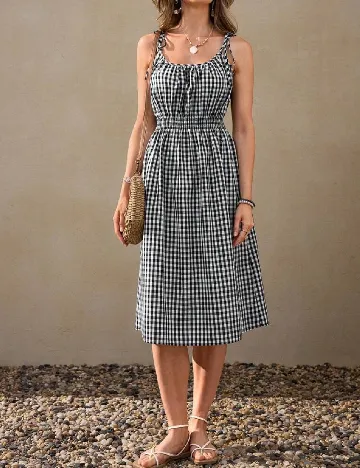 Rochie medie SHEIN, alb/negru