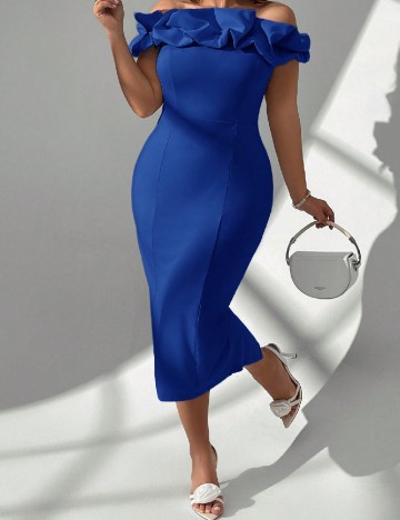 Rochie medie SHEIN CURVE, albastru
