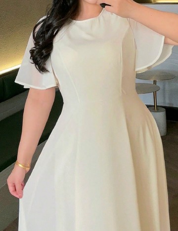 Rochie medie Dazy Plus Size, crem