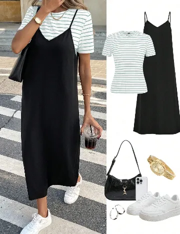 Compleu SHEIN, alb/negru