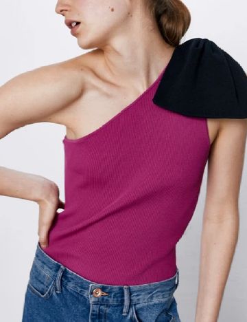 Top Zara, magenta/negru