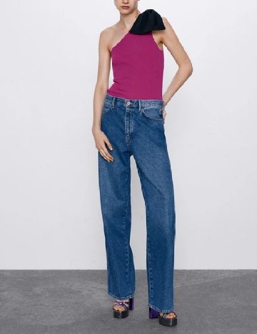 Top Zara, magenta/negru