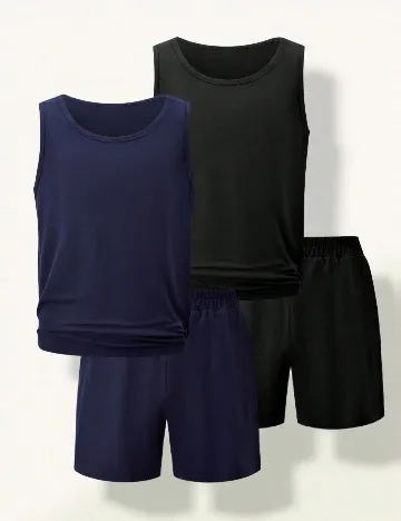 Set compleuri 2 bucati Shein Kids, negru/bleumarin