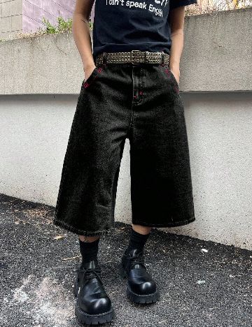 Pantaloni trei sferturi SHEIN Plus Size Men, neg