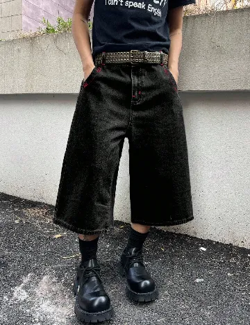 Pantaloni trei sferturi SHEIN Plus Size Men, neg