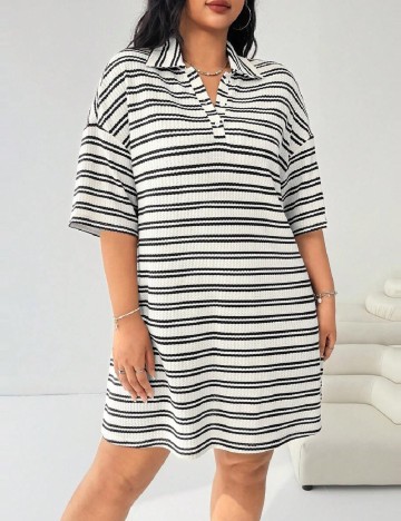 Rochie scurta SHEIN CURVE, alb/negru