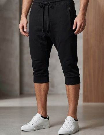 Pantaloni trei sferturi Pull&Bear, negru