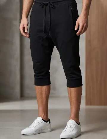 Pantaloni trei sferturi Pull&Bear, negru