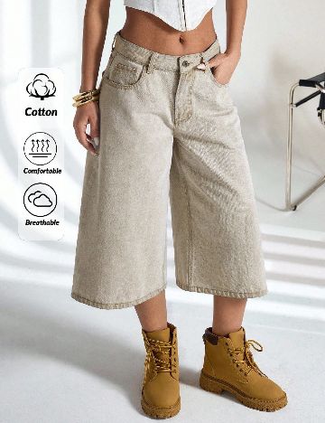 Pantaloni trei sferturi SHEIN, gri