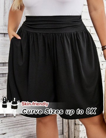 Pantaloni scurti SHEIN CURVE, negru