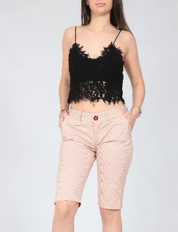 Pantaloni scurti Zara, crem/rosu