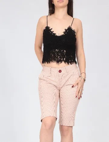 Pantaloni scurti Zara, crem/rosu