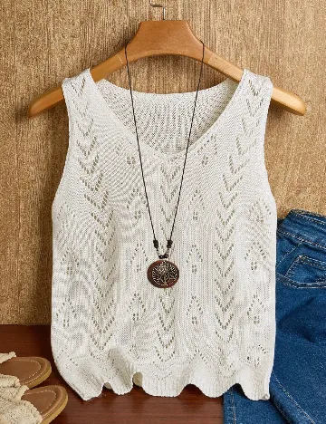 Top SHEIN, ecru