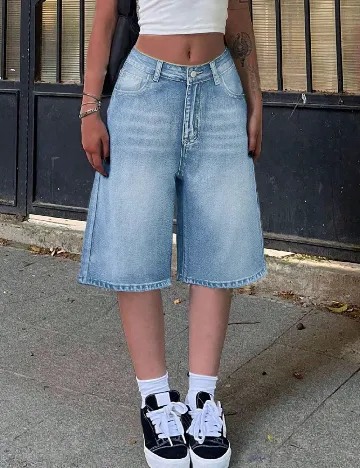 Pantaloni trei sferturi SHEIN, albastru