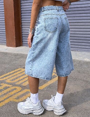 Pantaloni trei sferturi Shein Kids, albastru