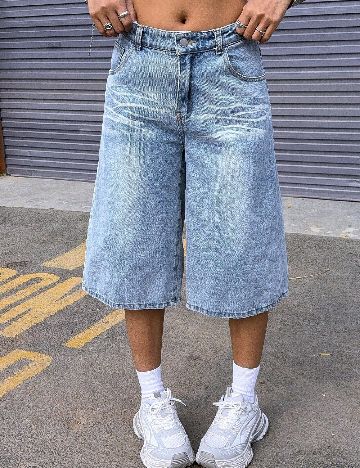 Pantaloni trei sferturi Shein Kids, albastru