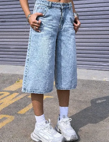Pantaloni trei sferturi Shein Kids, albastru