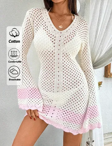 Rochie de plaja SHEIN, crem/roz