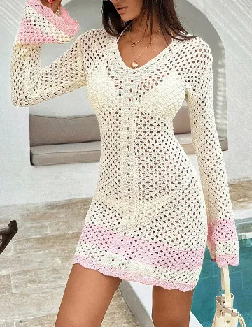 Rochie de plaja SHEIN, crem/roz