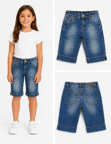 Pantaloni trei sferturi Zara, albastru