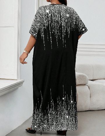 Rochie lunga SHEIN CURVE, negru/argintiu