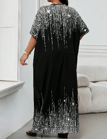 Rochie lunga SHEIN CURVE, negru/argintiu