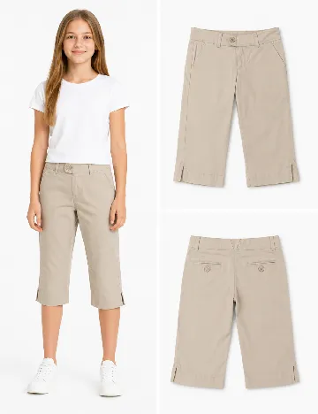 Pantaloni trei sferturi Zara, bej