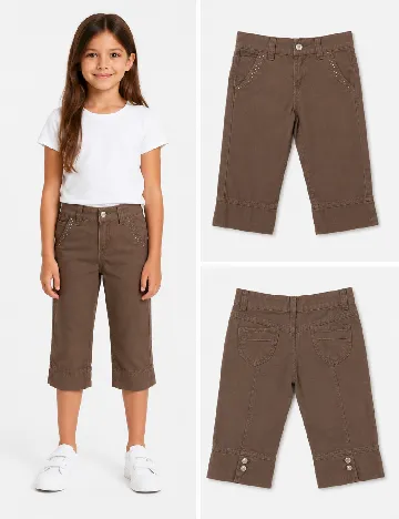 Pantaloni trei sferturi Zara, maro