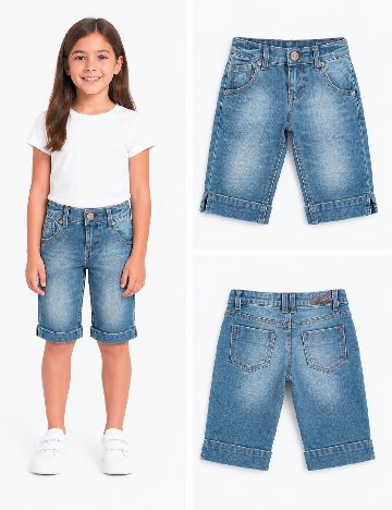 Pantaloni trei sferturi Zara, albastru