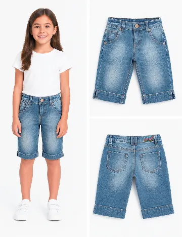Pantaloni trei sferturi Zara, albastru