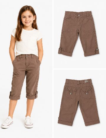 Pantaloni trei sferturi Zara, maro