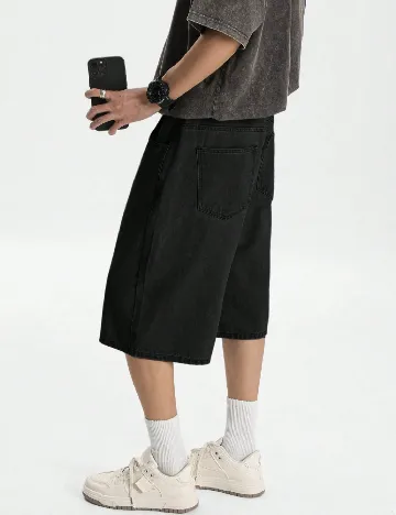Pantaloni trei sferturi SHEIN, negru