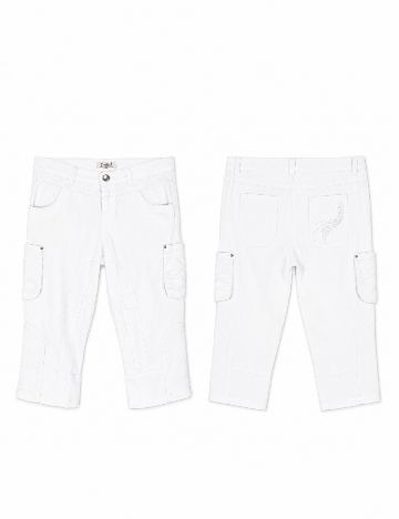 Pantaloni trei sferturi Zara, alb